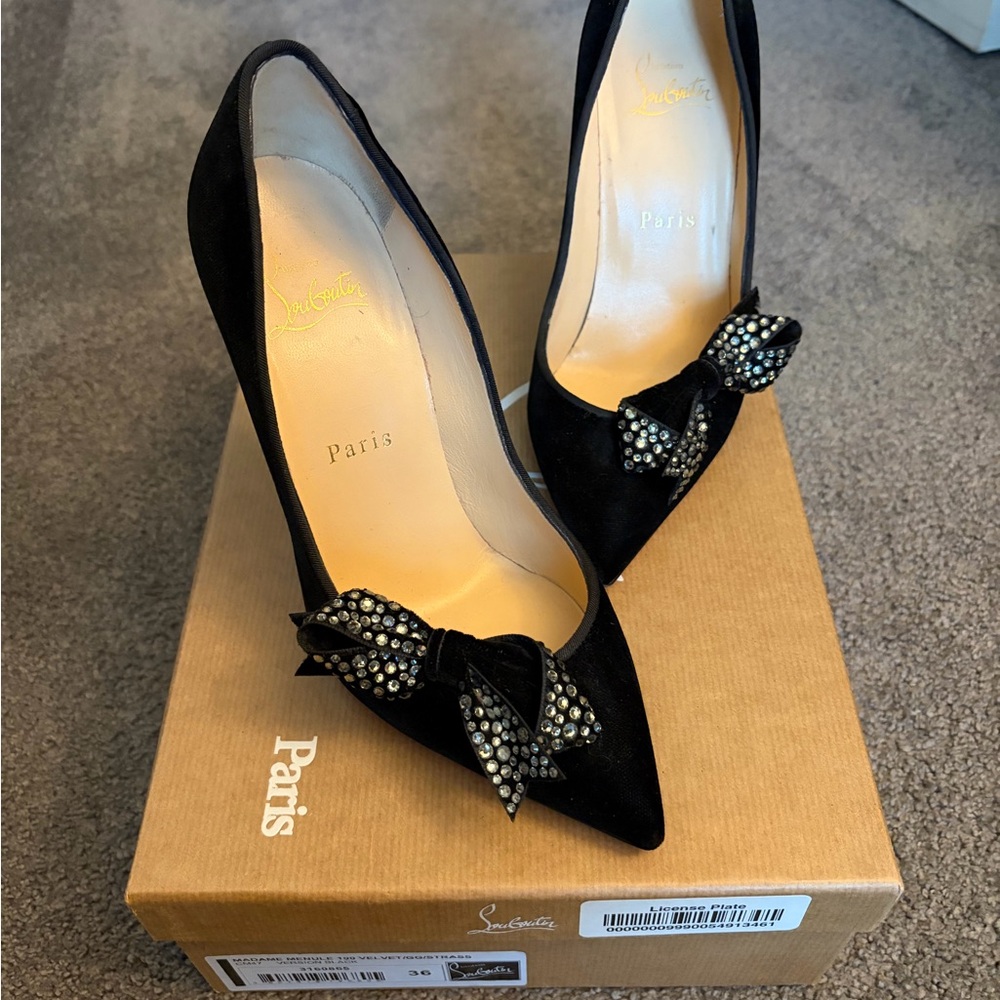 Christian Louboutin Black Heels with Bow Detail